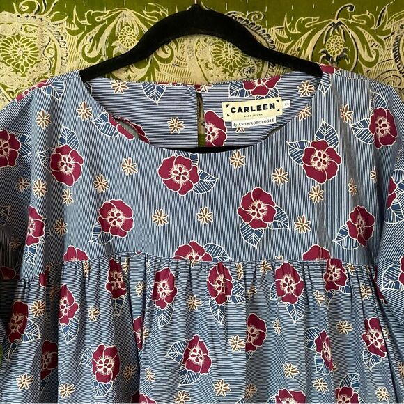 Carleen x Anthropologie Floral Michel Tent Tunic Midi Dress Size Extra Small - Picture 4 of 16